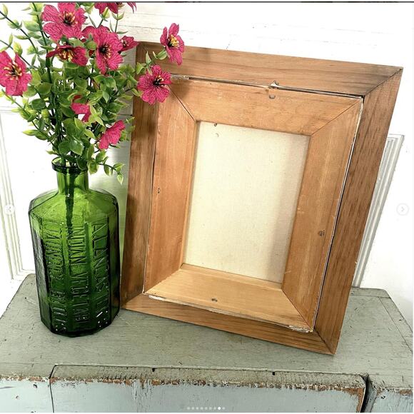 Vintage Boat Painting Canvas Signed Docked Harbor Framed Water Seascape Scenery - Picture 8 of 9